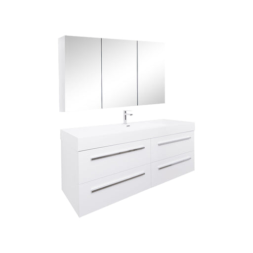 Aquamoon Maya 60 White Hg Wall Mounted Modern Bathroom Vanity Set