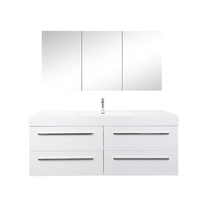 Aquamoon Maya 60 White Hg Wall Mounted Modern Bathroom Vanity Set