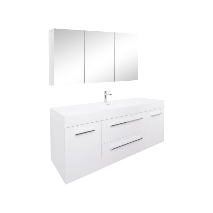 Aquamoon Maya Duo 60 White Hg Wall Mounted Modern Bathroom Vanity Set