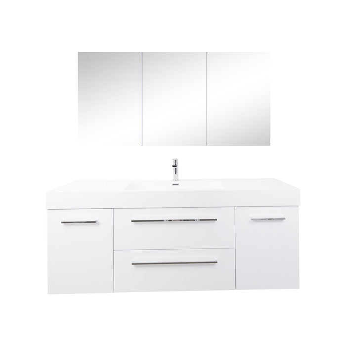 Aquamoon Maya Duo 60 White Hg Wall Mounted Modern Bathroom Vanity Set