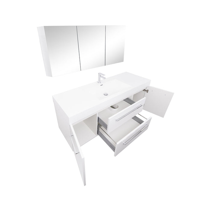 Aquamoon Maya Duo 60 White Hg Wall Mounted Modern Bathroom Vanity Set