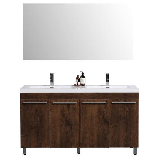 Aquamoon Ocean 60 Double Sink Rosewood Free Standing Modern Bathroom Vanity Set