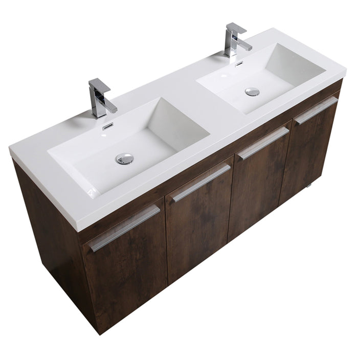 Aquamoon Ocean 60 Double Sink Rosewood Free Standing Modern Bathroom Vanity Set