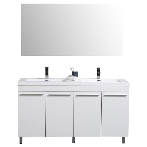 Aquamoon Ocean 60 Double Sink White Free Standing Modern Bathroom - CABINET ONLY