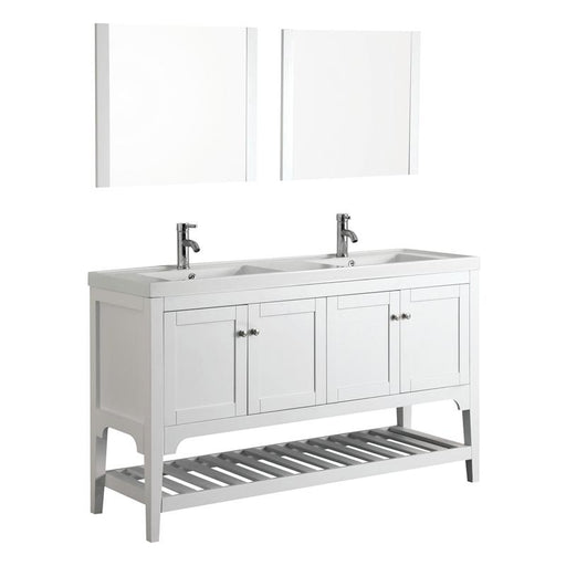 Aquamoon Rimini 60 Double Sink White Free Standing Modern Bathroom Vanity Set