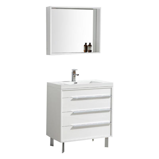 Aquamoon Roma 31 White Free Standing Modern Bathroom Vanity Set