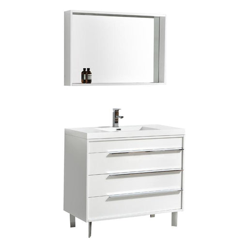 Aquamoon Roma 39 White Free Standing Modern Bathroom Vanity Set