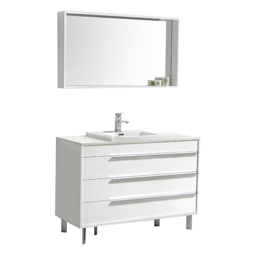 Aquamoon Roma 48 White Free Standing Modern Bathroom Vanity Set