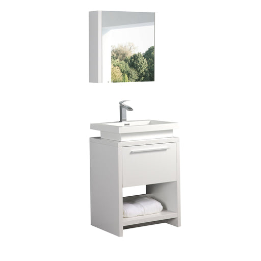 Aquamoon Sparta 24 White Free Standing Modern Bathroom Vanity Set