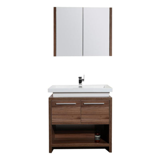 Aquamoon Sparta 31 Walnut Free Standing Modern Bathroom Vanity Set