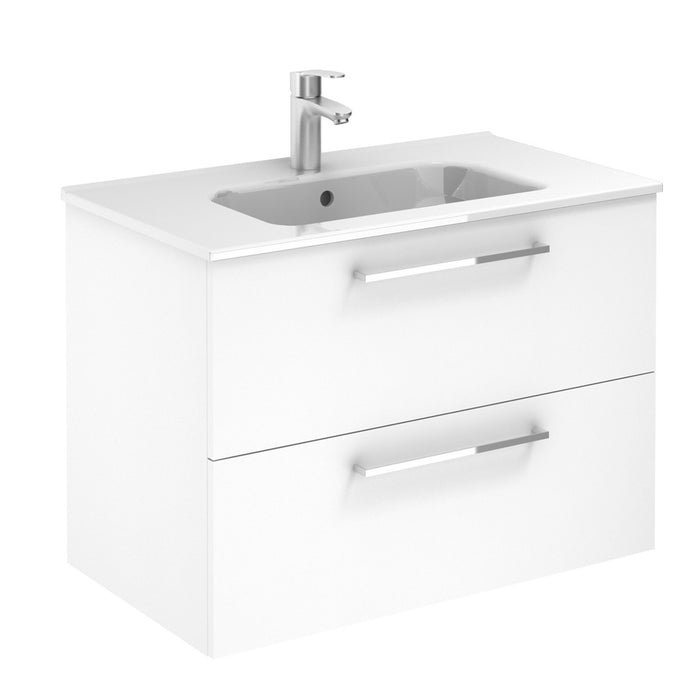 Aquamoon Valencia 32 White Wall Hung Modern Bathroom Vanity Set