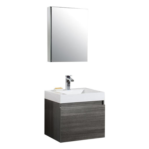 Aquamoon Venice 24 Sink Maple Grey  Wall Mounted Modern Bathroom Vanity Set