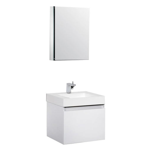 Aquamoon Venice 24 Sink White  Wall Mounted Modern Bathroom Vanity Set