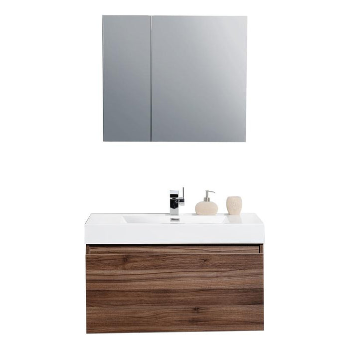 Aquamoon Venice 31 Infinity Sink Walnut  Wall Mounted Modern Bathroom Vanity Set
