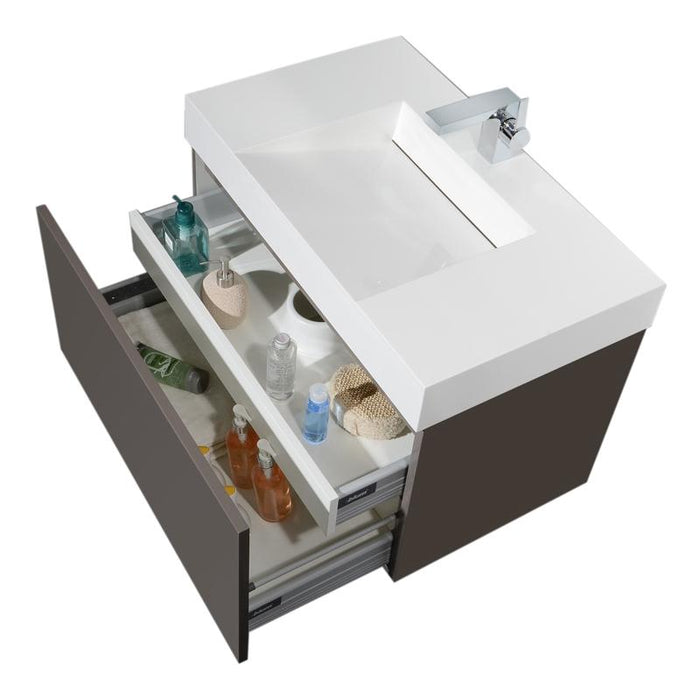 Aquamoon Venice 31 Infinity Sink Walnut  Wall Mounted Modern Bathroom Vanity Set