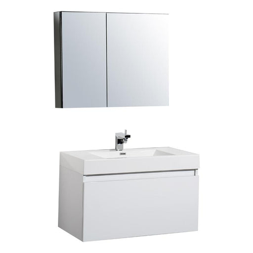 Aquamoon Venice 31 Sink White  Wall Mounted Modern Bathroom Vanity Set