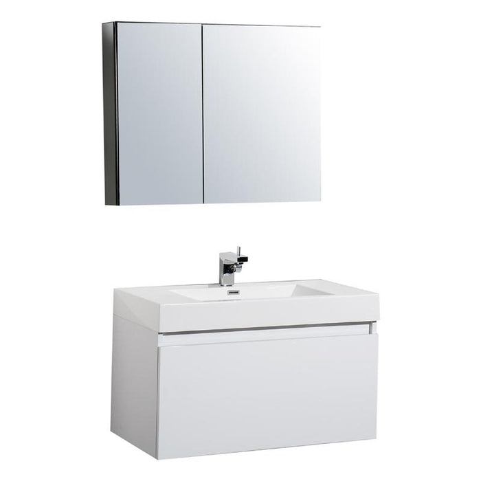 Aquamoon Venice 31 Sink White  Wall Mounted Modern Bathroom Vanity Set