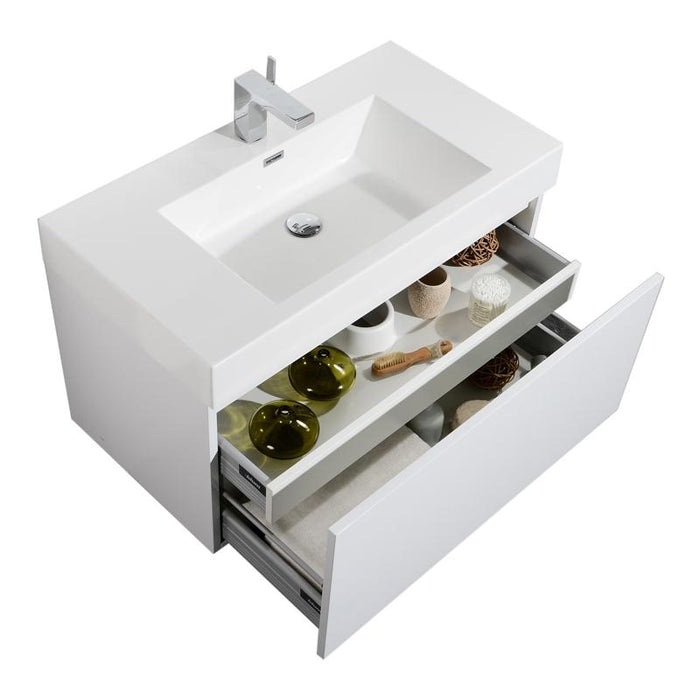 Aquamoon Venice 31 Sink White  Wall Mounted Modern Bathroom Vanity Set