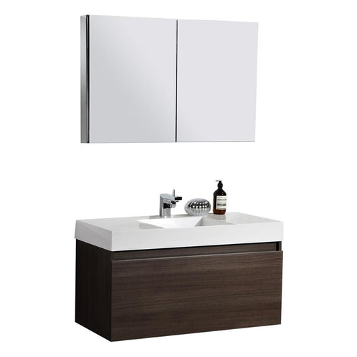 Aquamoon Venice 36 Maple Grey Wall Mounted Modern Bathroom Vanity Set