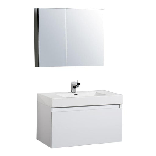 Aquamoon Venice 36 White Wall Mounted Modern Bathroom Vanity Set