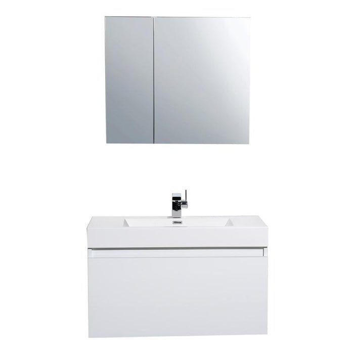 Aquamoon Venice 36 White Wall Mounted Modern Bathroom Vanity Set