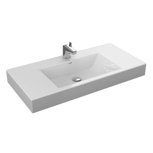 Aquamoon Venice 39" Integrated Countertop White Square  Sink