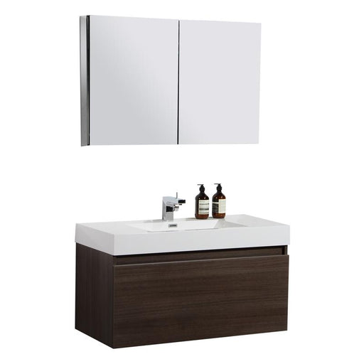 Aquamoon Venice 39 Infinity Sink Maple Grey  Wall Mounted Modern Bathroom Vanity Set