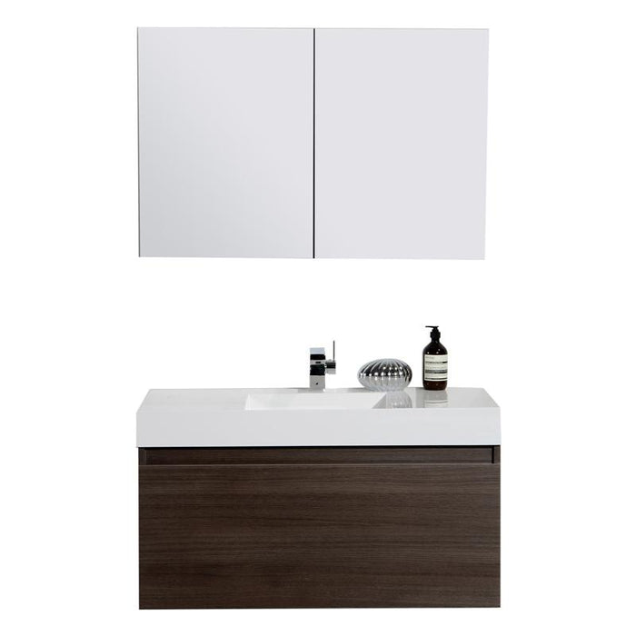 Aquamoon Venice 39 Infinity Sink Maple Grey  Wall Mounted Modern Bathroom Vanity Set