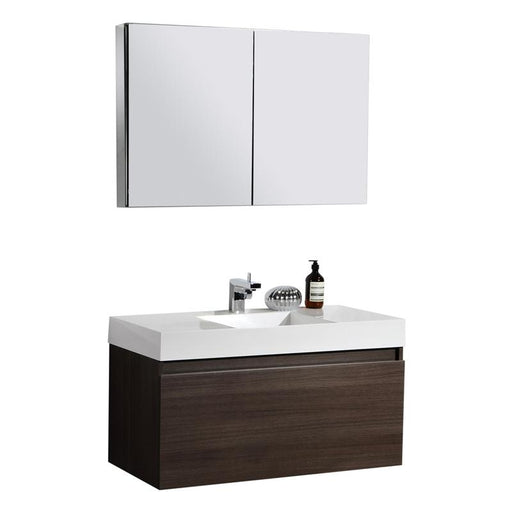 Aquamoon Venice 39 Sink Maple Grey  Wall Mounted Modern Bathroom Vanity Set