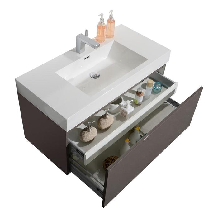 Aquamoon Venice 39 Sink Maple Grey  Wall Mounted Modern Bathroom Vanity Set