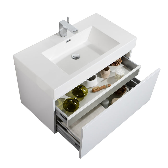 Aquamoon Venice 39 Sink White  Wall Mounted Modern Bathroom Vanity Set
