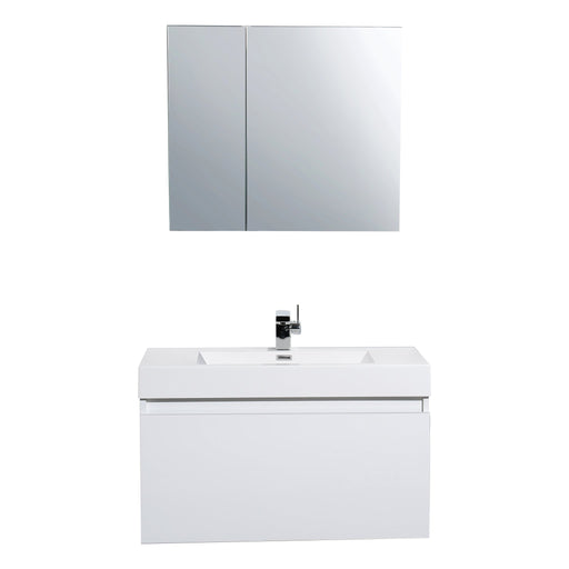 Aquamoon Venice 39 Sink White  Wall Mounted Modern Bathroom Vanity Set