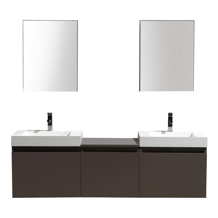 Aquamoon Venice 69 Double Infinity Sink Grey Brown Wall Mounted Modern Bathroom Vanity Set