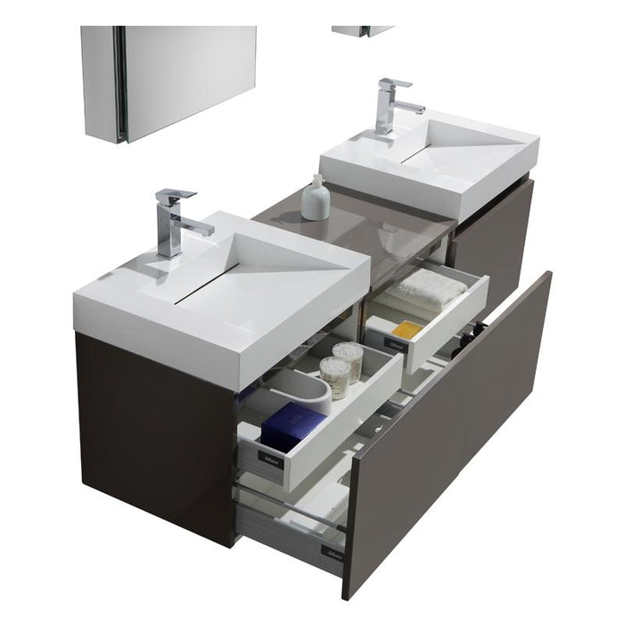 Aquamoon Venice 69 Double Infinity Sink Grey Brown Wall Mounted Modern Bathroom Vanity Set