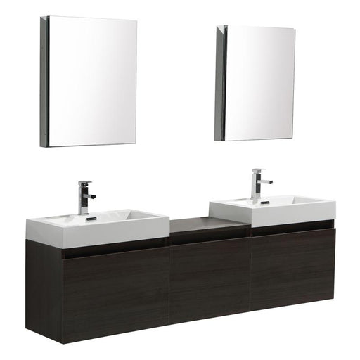 Aquamoon Venice 69 Double Infinity Sink Maple Grey  Wall Mounted Modern Bathroom Vanity Set