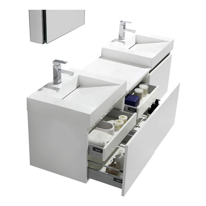 Aquamoon Venice 69 Double Infinity Sink Maple Grey  Wall Mounted Modern Bathroom Vanity Set