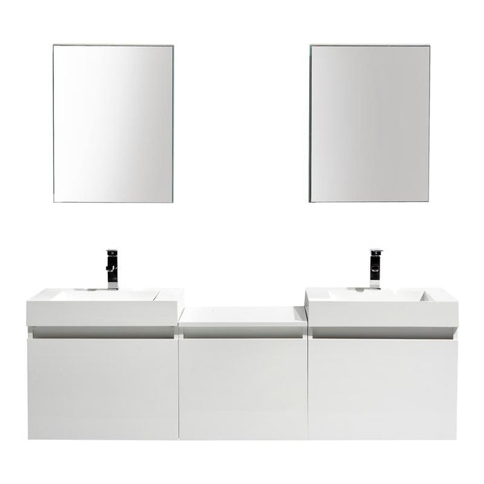 Aquamoon Venice 69 Double Infinity Sink White  Wall Mounted Modern Bathroom Vanity Set