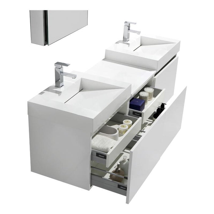 Aquamoon Venice 69 Double Infinity Sink White  Wall Mounted Modern Bathroom Vanity Set