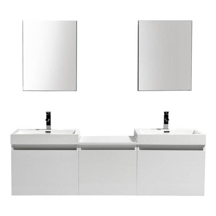 Aquamoon Venice 69 Double Sink White  Wall Mounted Modern Bathroom Vanity Set