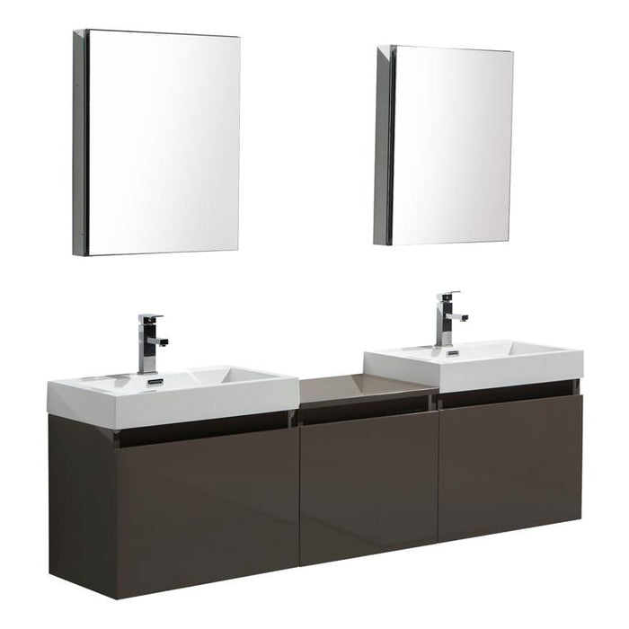 Venice 93 Double Grey Brown Vanity - CABINET ONLY