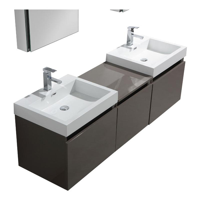 Venice 93 Double Grey Brown Vanity - CABINET ONLY