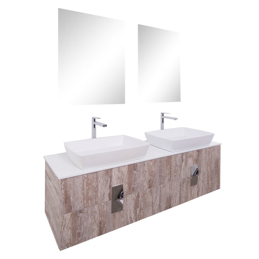 Aquamoon Sunrise 31 Infinity Sink Ashwood Wall Mounted Modern Bathroom Vanity Set w/Double Sinks